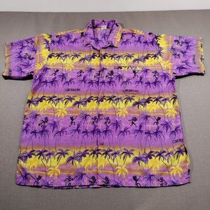 70s Style Shirt Large Caribbean Palm Tree Hula Sunset  Terivoile Rima Beach